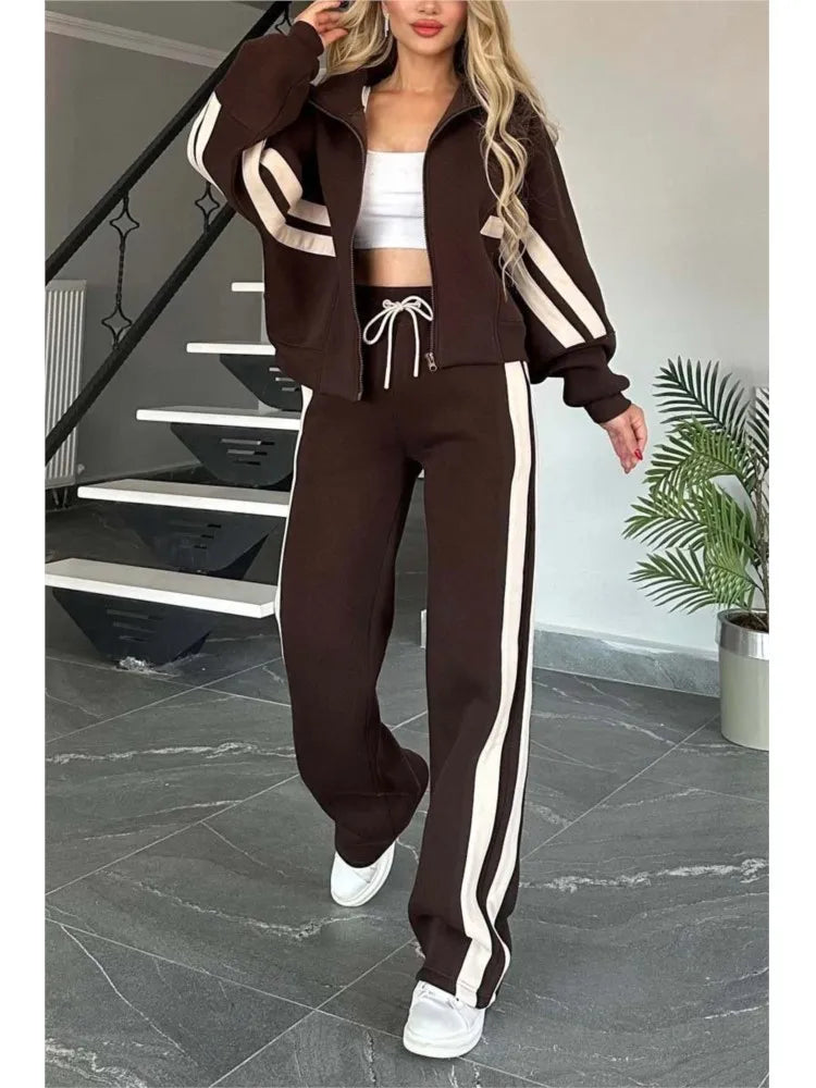 Women's striped zipper set