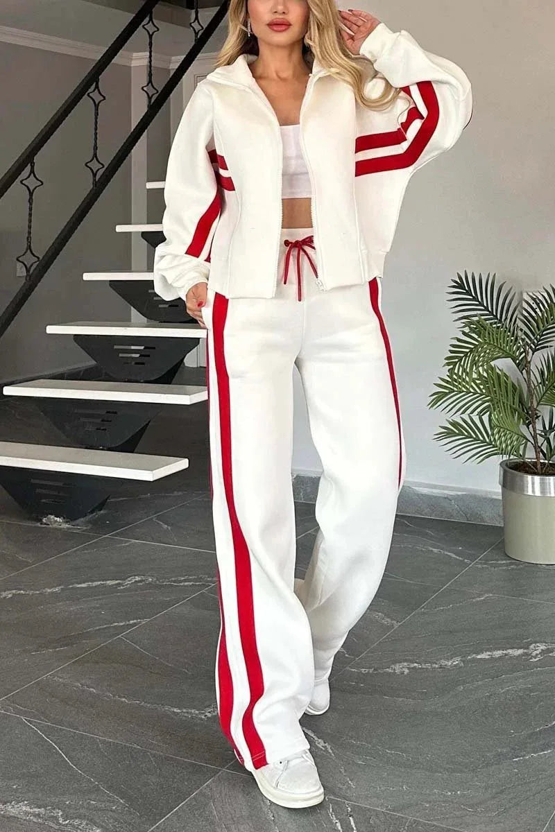 Women's striped zipper set