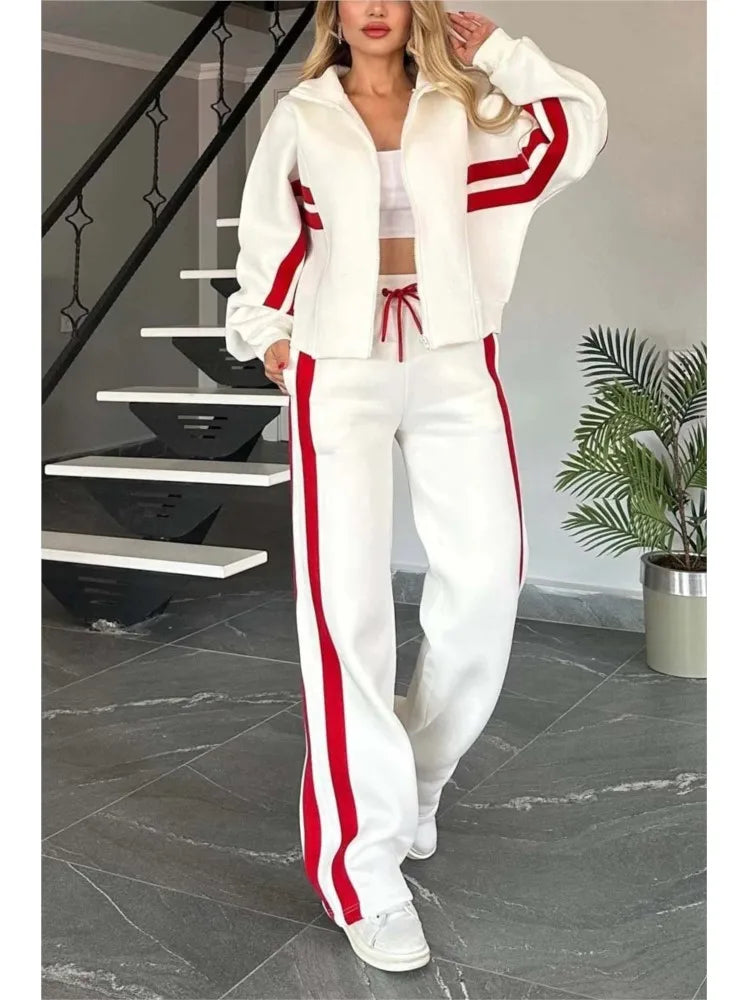 Women's striped zipper set