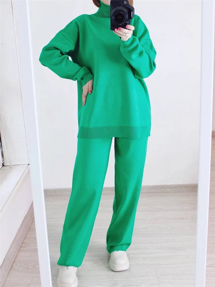 Women's Autumn Winter 2 Piece Knitted Set