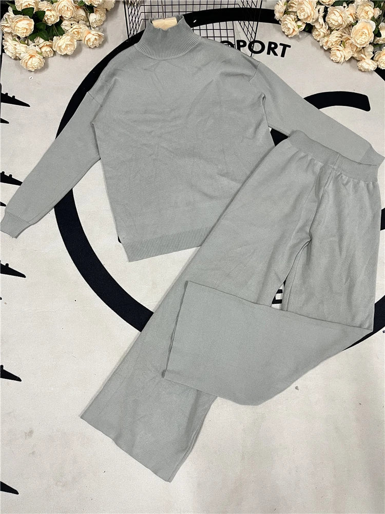 Women's Autumn Winter 2 Piece Knitted Set